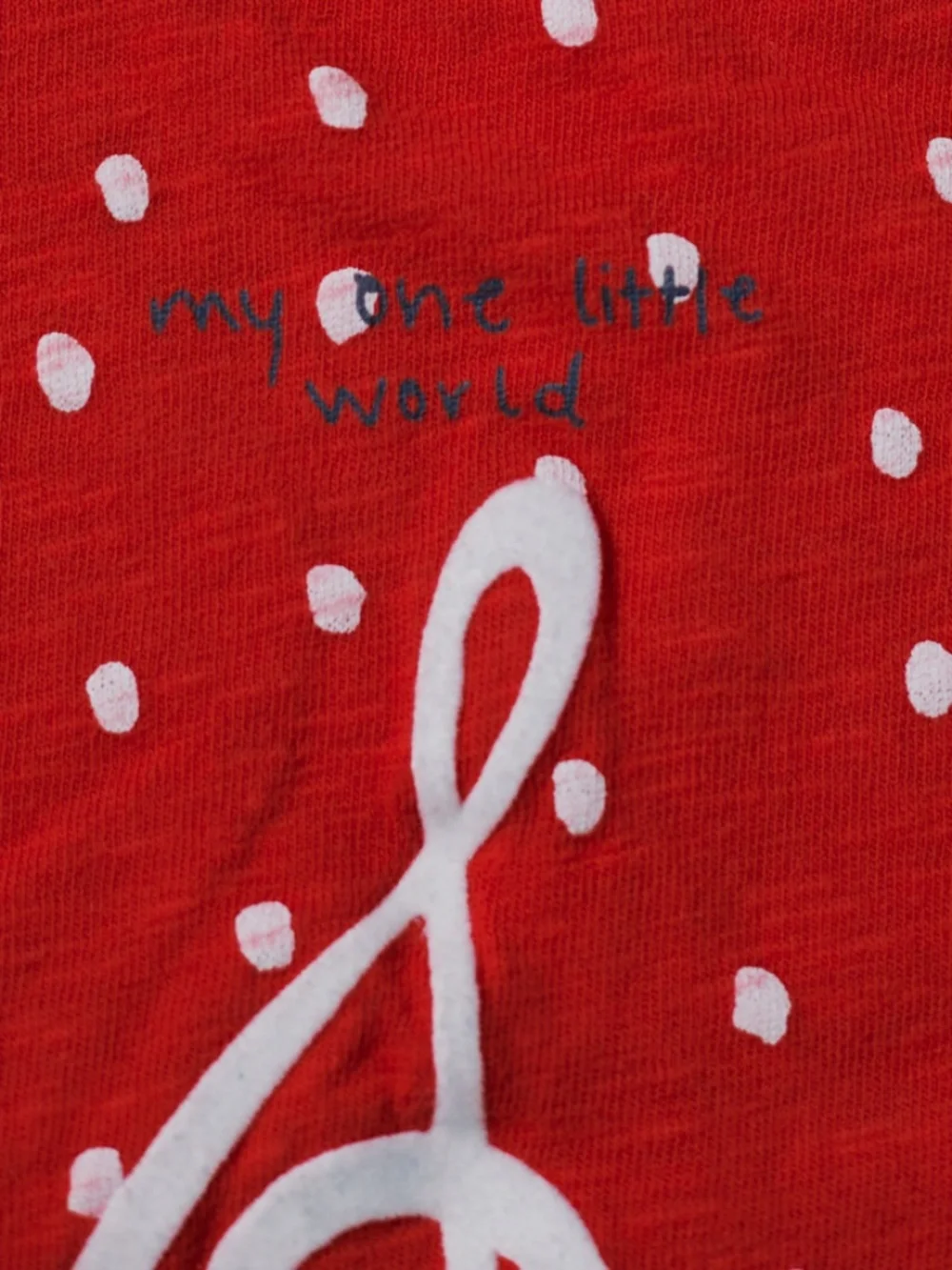 Zara Children's T-Shirt - Red Polka Dots with Music Note - Size 3T